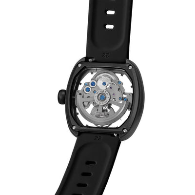 MINBER Skeleton-X JC9253G-1.03 All Black Silicon Strap Automatic Watch
