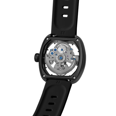MINBER Skeleton-X JC9253G-1.03 All Black Silicon Strap Automatic Watch