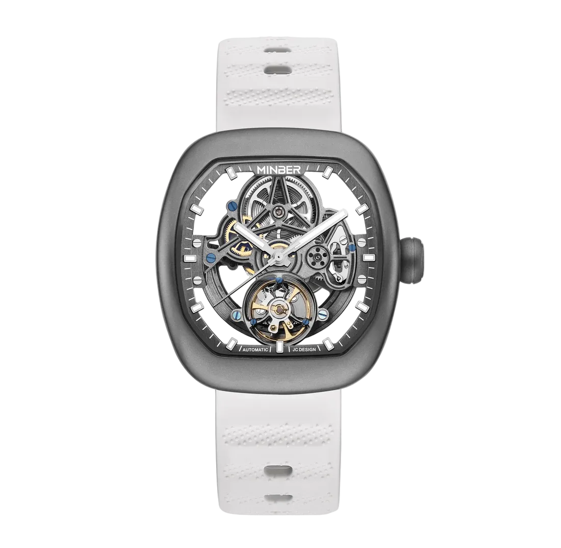 MINBER Skeleton-X JC9253G.03 White Strap Automatic Watch