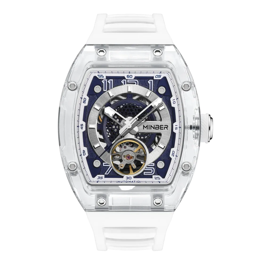 MINBER AETHER JC9027G-5.01 White Rubber Strap Automatic Numerical Watch