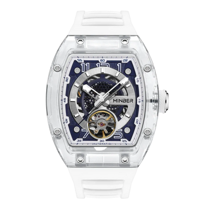 MINBER AETHER JC9027G-5.01 White Rubber Strap Automatic Numerical Watch