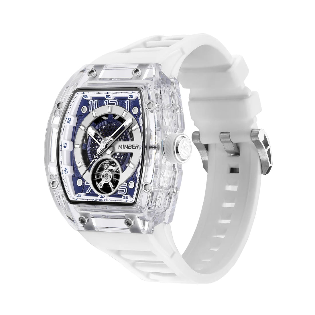 MINBER AETHER JC9027G-5.01 White Rubber Strap Automatic Numerical Watch