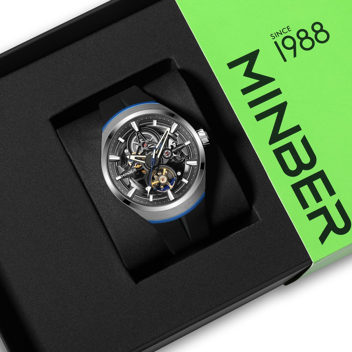 MINBER Apex JC6004G-3.03 – Silver Style Men's Skeleton Automatic Watch