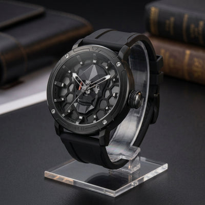 MINBER Skullex-Phentom JC9092G.01 All Black With Black Silicon Strap Quartz Watch
