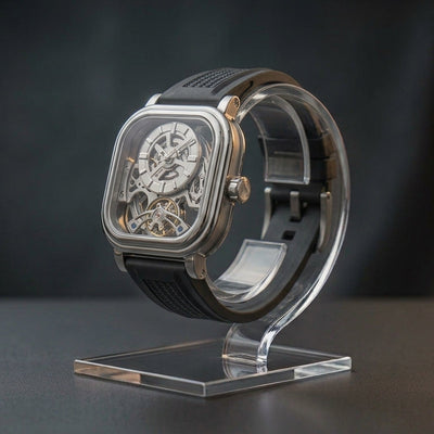 MINBER Velos-Square JC9220G.01 Silver Fluororubber Strap Automatic Watch
