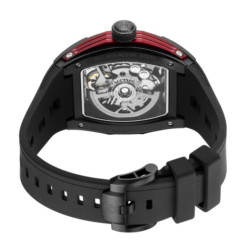 MINBER Cyber-Premium JC919 1G-1.01 | Red-Black Silicone Strap Skeleton Automatic Watch