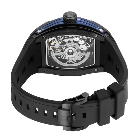 MINBER Cyber-Premium JC9191G-1.03 | White-Black Silicone Strap Skeleton Automatic Watch