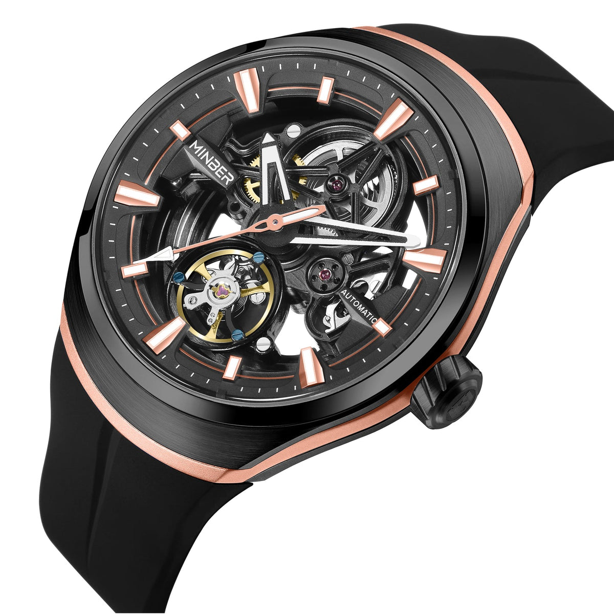 MINBER Apex JC6004G-3.01 – Rose Style Men's Skeleton Automatic Watch