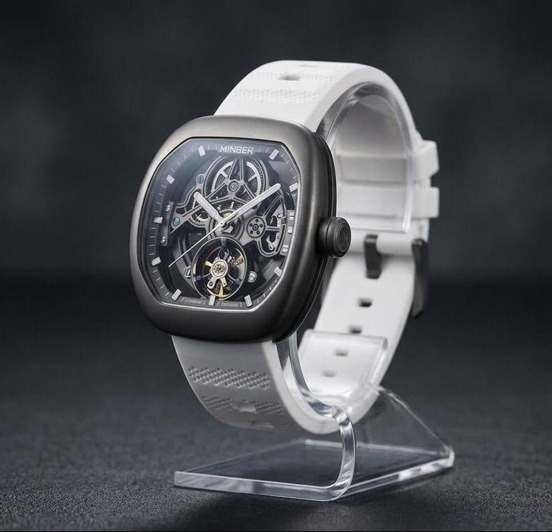 MINBER Skeleton-X JC9253G.03 White Strap Automatic Watch