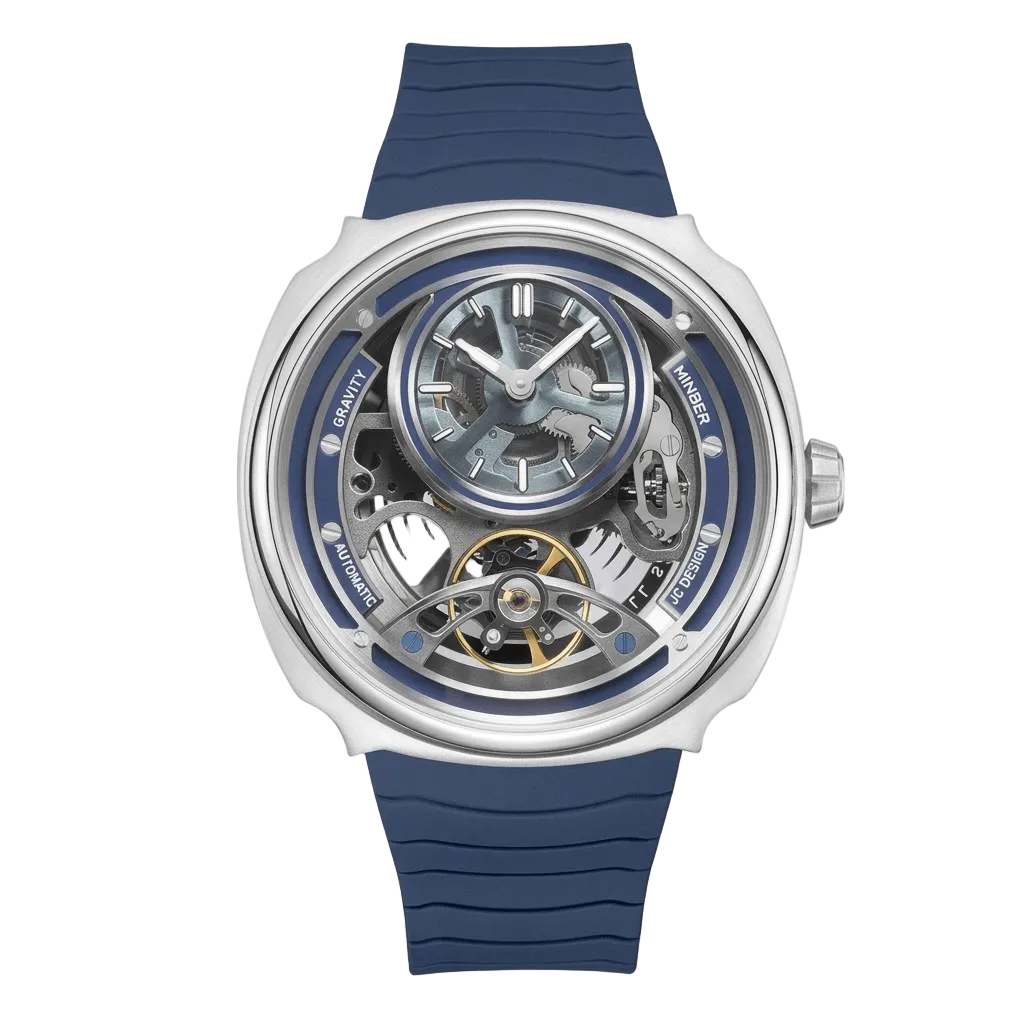 MINBER Prism-Tourbillon JC9217G.03 Silver Blue Silicone Strap Automatic Men's Watch