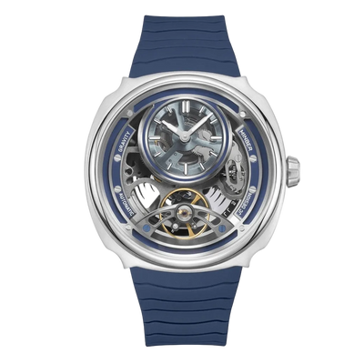 MINBER Prism-Tourbillon JC9217G.03 Silver Blue Silicone Strap Automatic Men's Watch