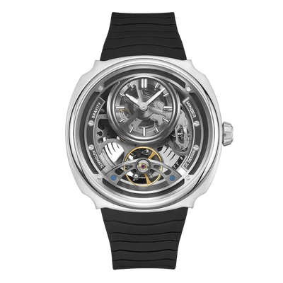 MINBER Prism-Tourbillon JC9217G.02 Silver Black Silicone Strap Automatic Men's Watch
