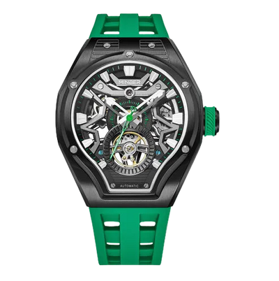 MINBER NOVA JC9045G.02 - Royal Green Silicon Strap Skeleton Automatic Watch
