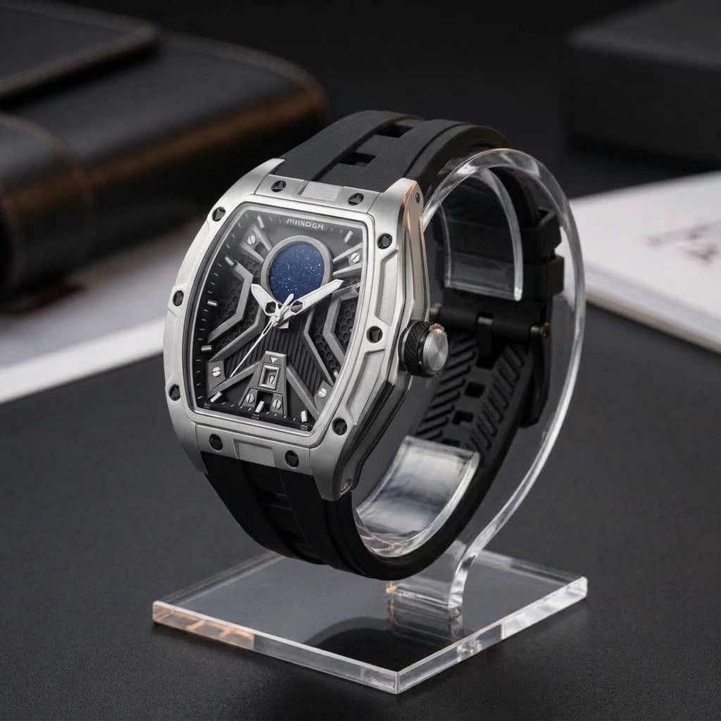 MINBER Stellar-X JC915 9G.02 Silver Stainless steel Black Rubber Strap Quartz Watch