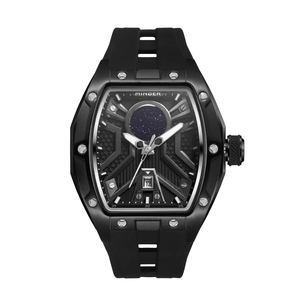 MINBER Stellar-X JC915 9G.01 All Black Rubber Strap Quartz Watch