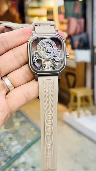 MINBER Velos-Square JC9220G.03 Grey Fluororubber Strap Automatic Watch