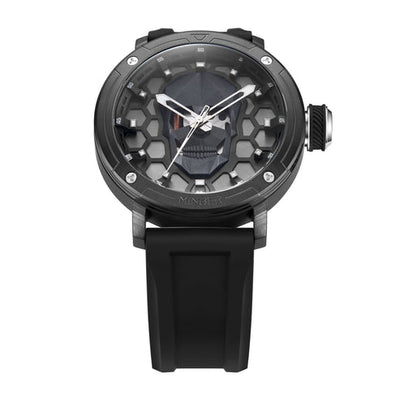 MINBER Skullex-Phentom JC9092G.01 All Black With Black Silicon Strap Quartz Watch