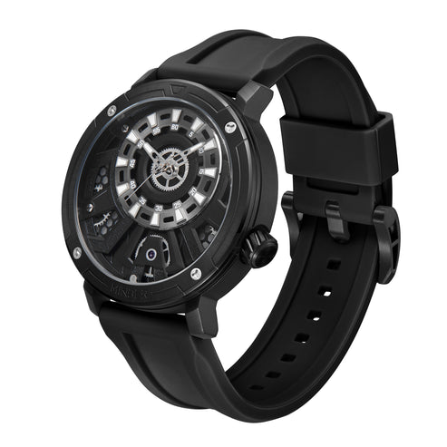 MINBER Obsidian-Mech JC9101G.01 All Black With Black Rubber Strap Quartz Watch