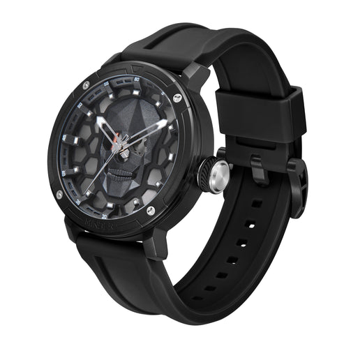 MINBER Skullex-Phentom JC9092G.01 All Black With Black Silicon Strap Quartz Watch