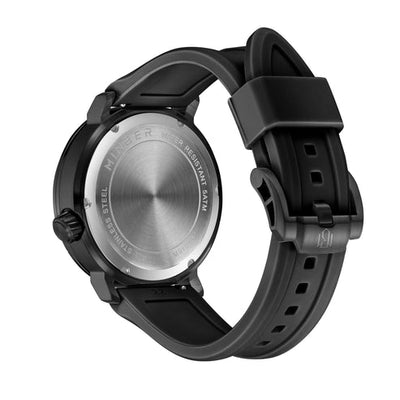 MINBER Obsidian-Mech JC9101G.01 All Black With Black Rubber Strap Quartz Watch